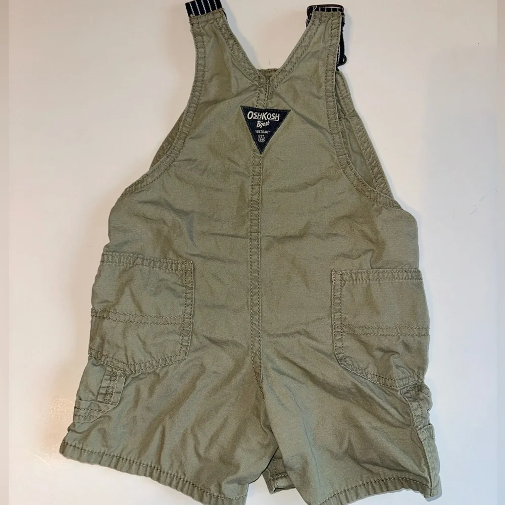 OshKosh B'gosh Green Overalls 18 Months Blue Straps 100% Cotton